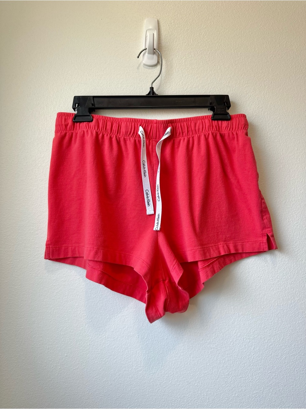 Calvin Klein Women's Bright Red Lounge Shorts with Branded Drawstring